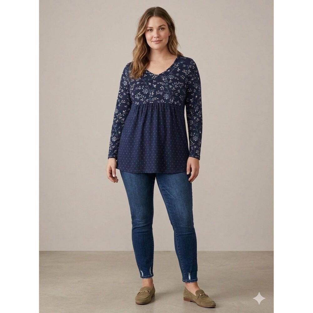 Whimsigoth J Jill Boho Print Floral Tunic Top XS | Indie Cottagecore Babydoll